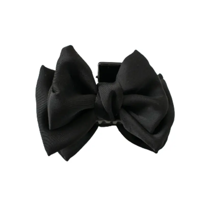 Black Satin Princess Bow Hair Clip for Girls - Image 6