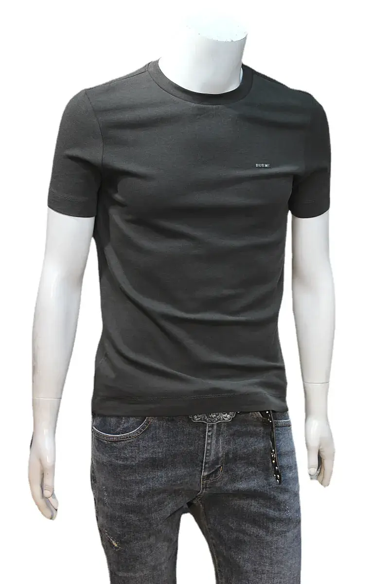 Men Black Slim Fit T-Shirt with Grey Jeans Set - Image 5