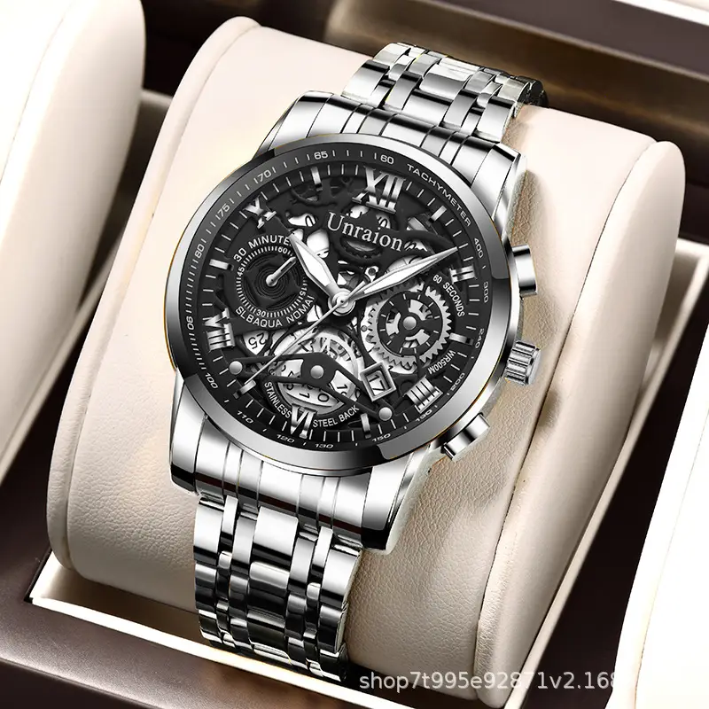 Hollow Quartz Mechanical Men's Watch Gold Luminous - Image 5