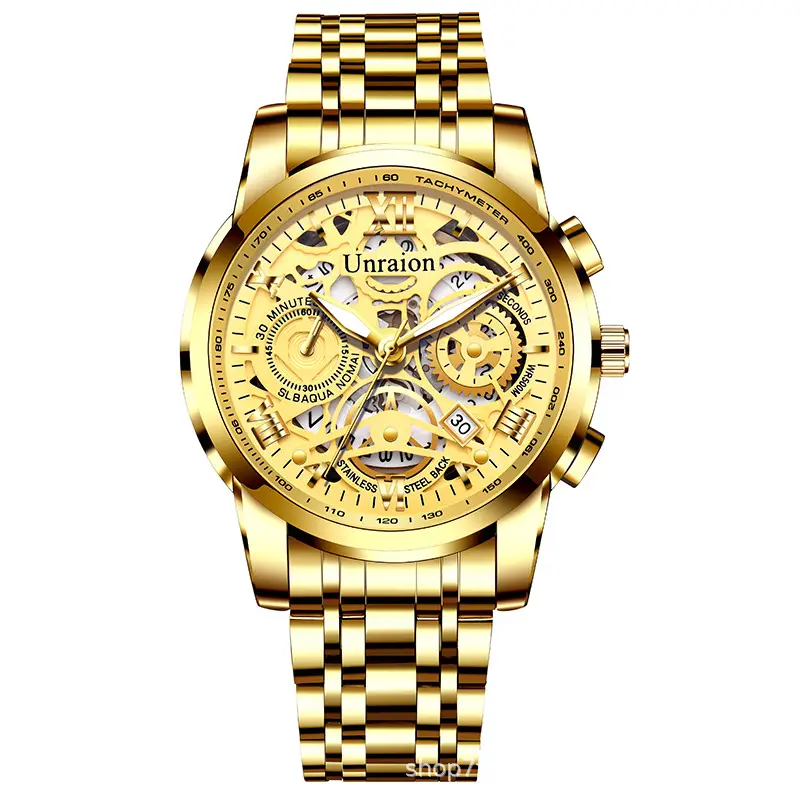 Hollow Quartz Mechanical Men's Watch Gold Luminous - Image 9