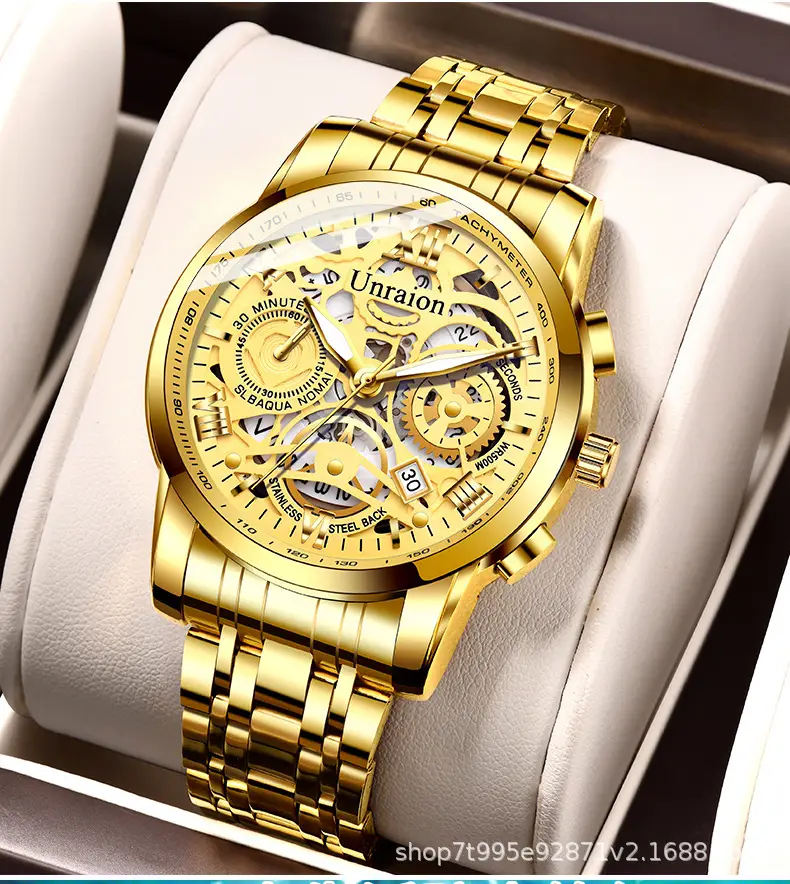 Hollow Quartz Mechanical Men's Watch Gold Luminous — feature 4