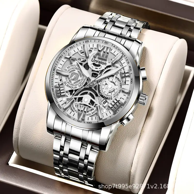 Hollow Quartz Mechanical Men's Watch Gold Luminous - Image 6