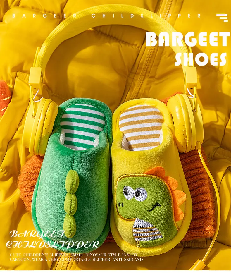 Children's cotton slippers girls' boys' home indoor soft bottom autumn and winter girls' baby cotton slippers — feature 1