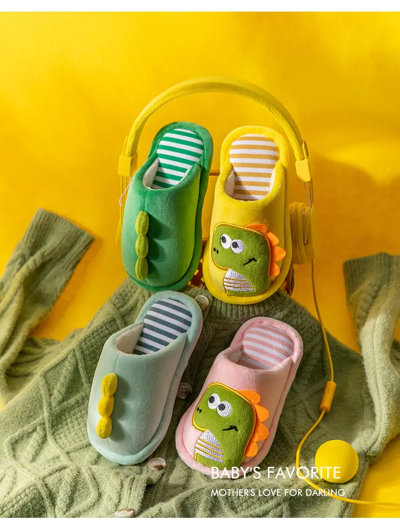 Children's cotton slippers girls' boys' home indoor soft bottom autumn and winter girls' baby cotton slippers — feature 10
