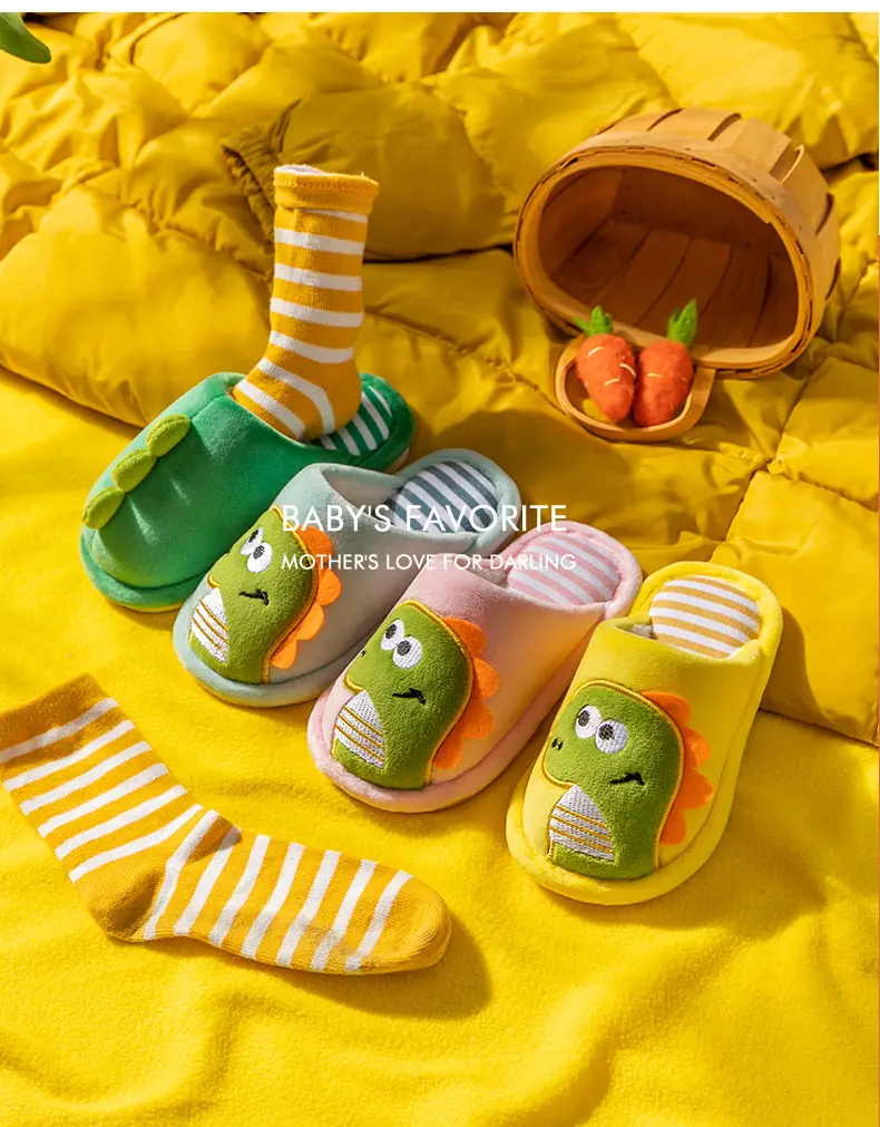 Children's cotton slippers girls' boys' home indoor soft bottom autumn and winter girls' baby cotton slippers — feature 12