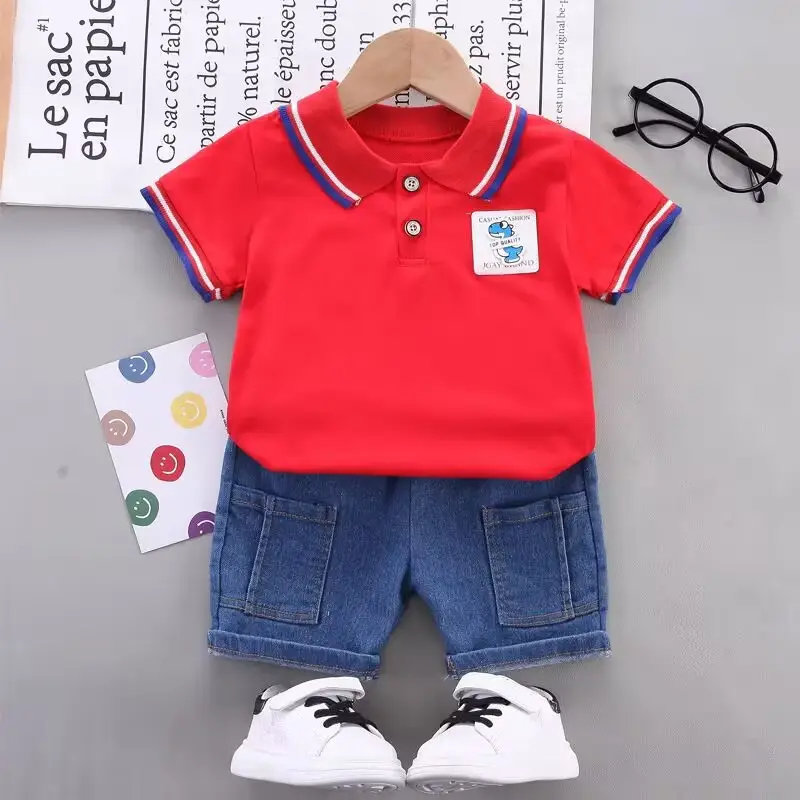 Baby Boys & Girls Polo Shirt Shorts Set White Blue — feature 4