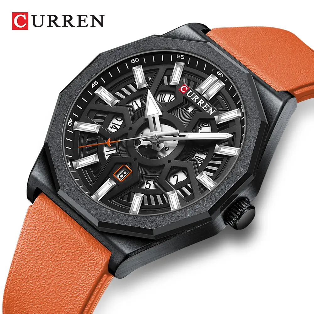 Men's Carian 8437 Quartz Watch with Orange Strap - Image 7