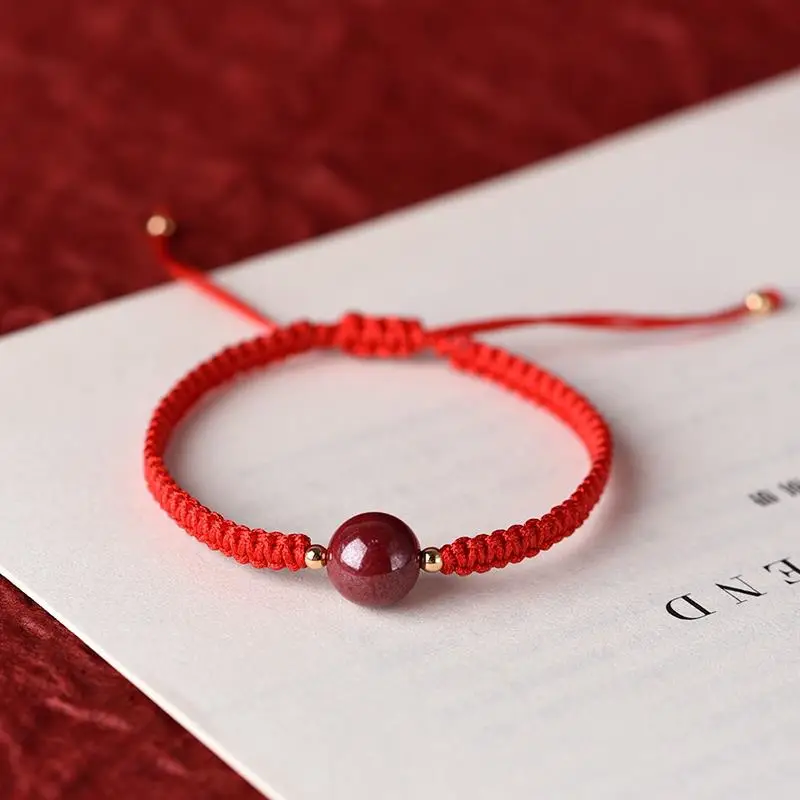 Cinnabar Prayer Bracelet Red Hand Rope String Transfer Beads - Image 20