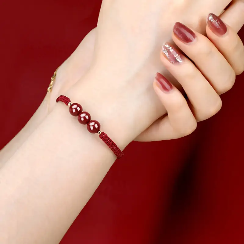 Cinnabar Prayer Bracelet Red Hand Rope String Transfer Beads - Image 21
