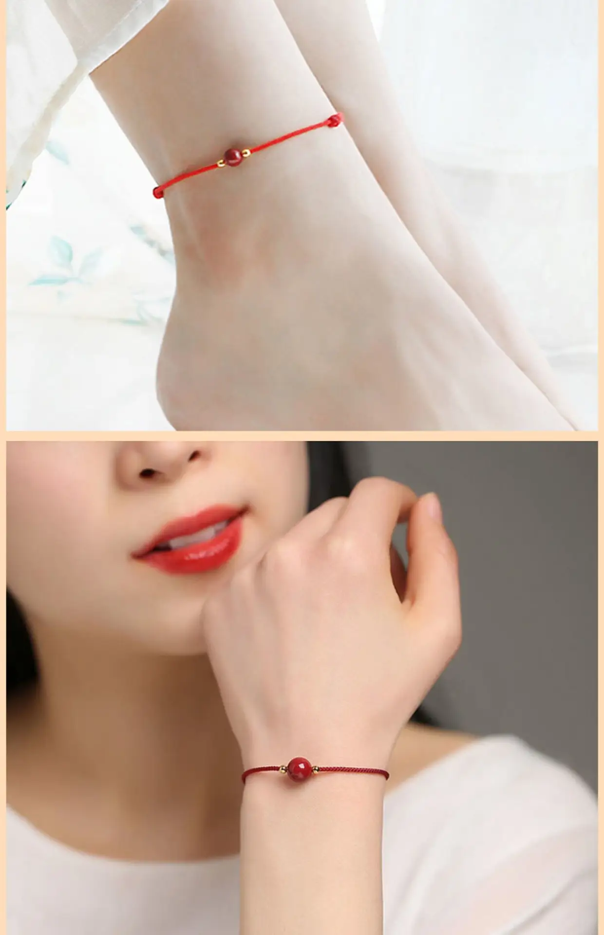 Cinnabar Prayer Bracelet Red Hand Rope String Transfer Beads — feature 17