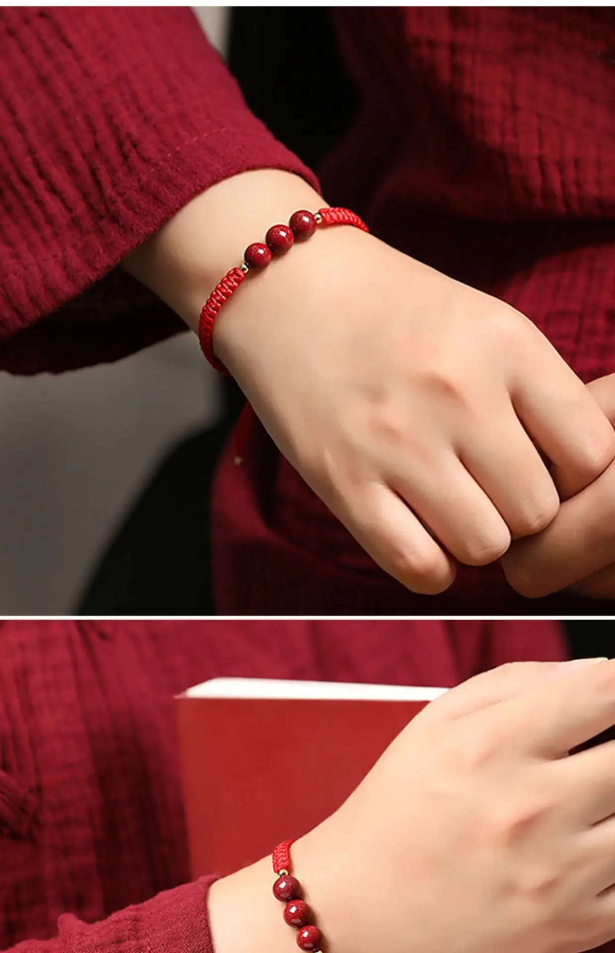 Cinnabar Prayer Bracelet Red Hand Rope String Transfer Beads — feature 19