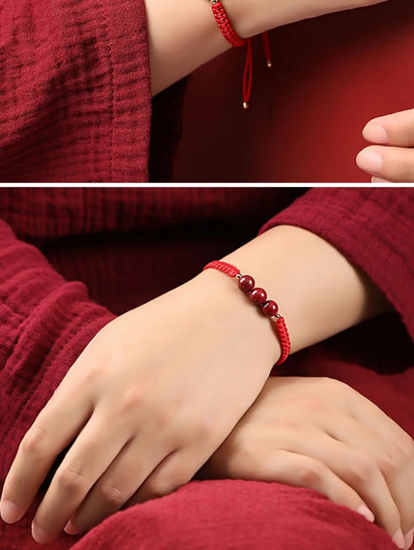 Cinnabar Prayer Bracelet Red Hand Rope String Transfer Beads — feature 20