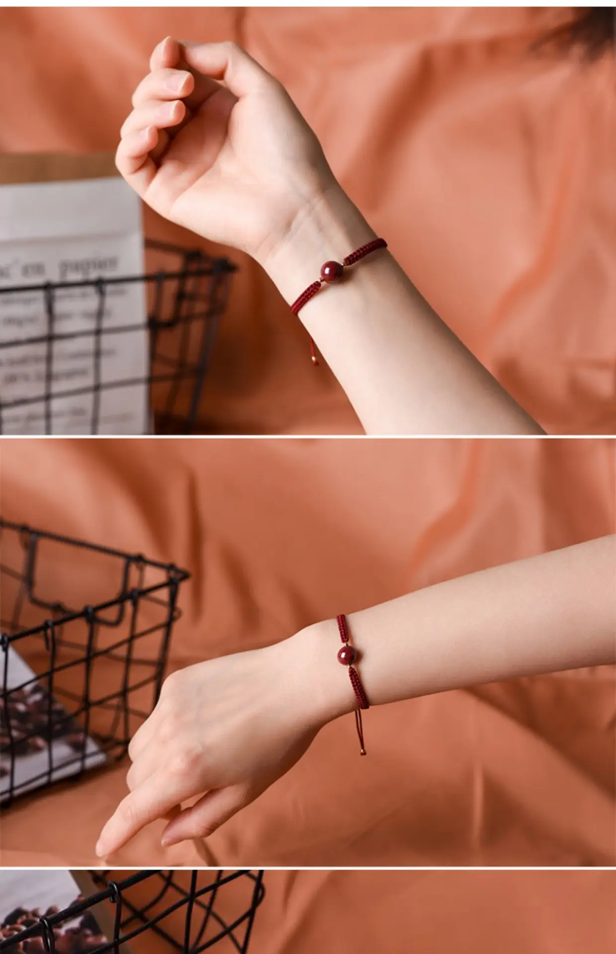 Cinnabar Prayer Bracelet Red Hand Rope String Transfer Beads — feature 21