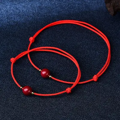 Cinnabar Prayer Bracelet Red Hand Rope String Transfer Beads - Image 12
