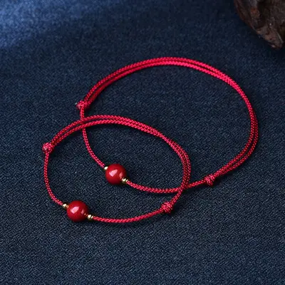 Cinnabar Prayer Bracelet Red Hand Rope String Transfer Beads - Image 13