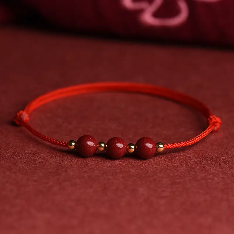 Cinnabar Prayer Bracelet Red Hand Rope String Transfer Beads - Image 14