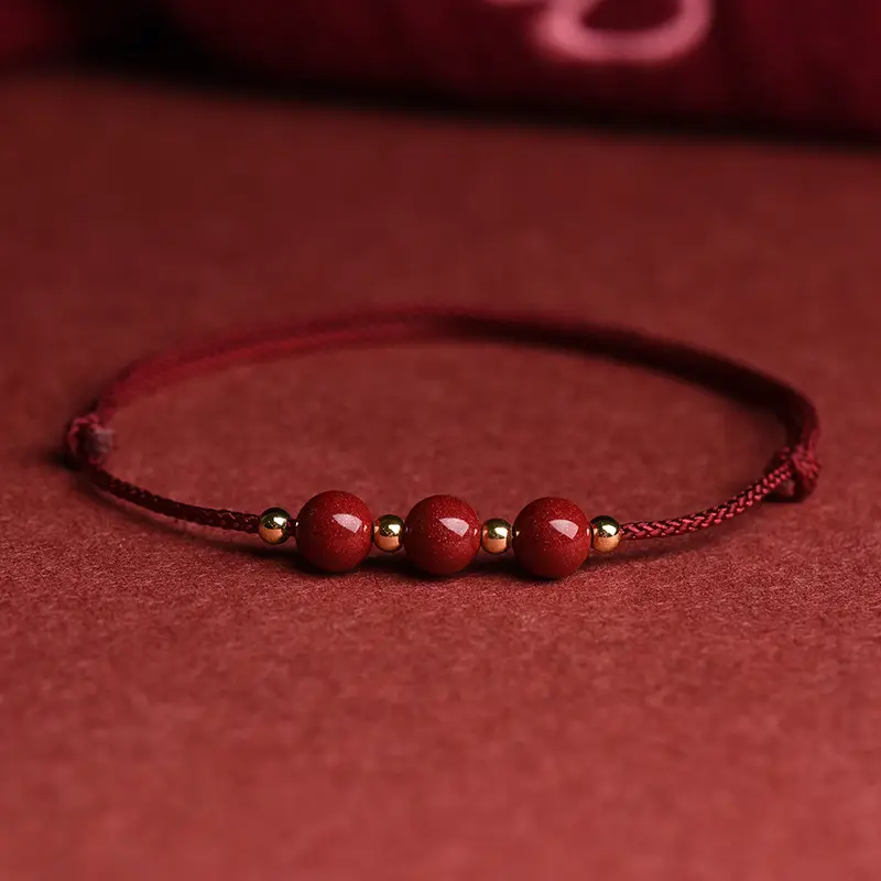 Cinnabar Prayer Bracelet Red Hand Rope String Transfer Beads - Image 15