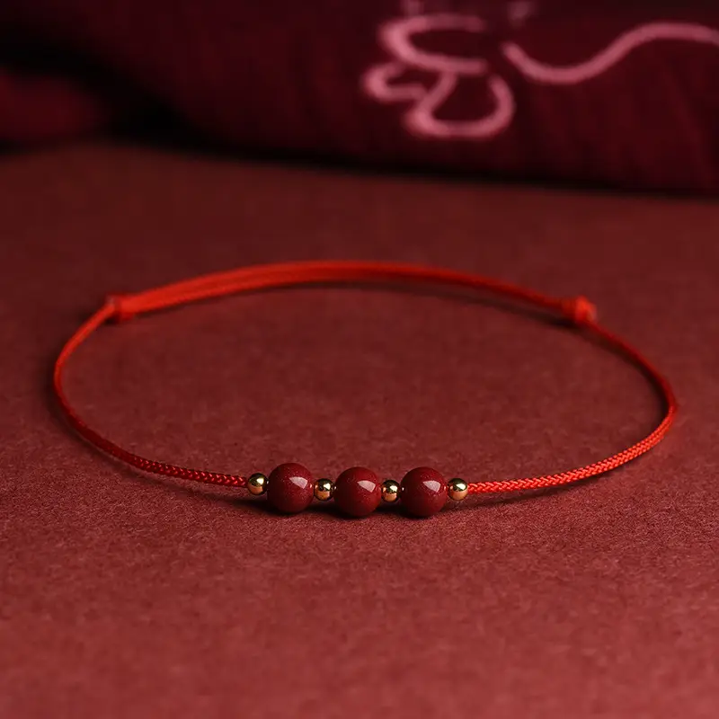 Cinnabar Prayer Bracelet Red Hand Rope String Transfer Beads - Image 16