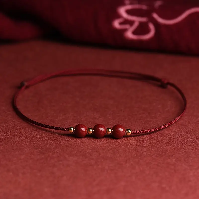 Cinnabar Prayer Bracelet Red Hand Rope String Transfer Beads - Image 17