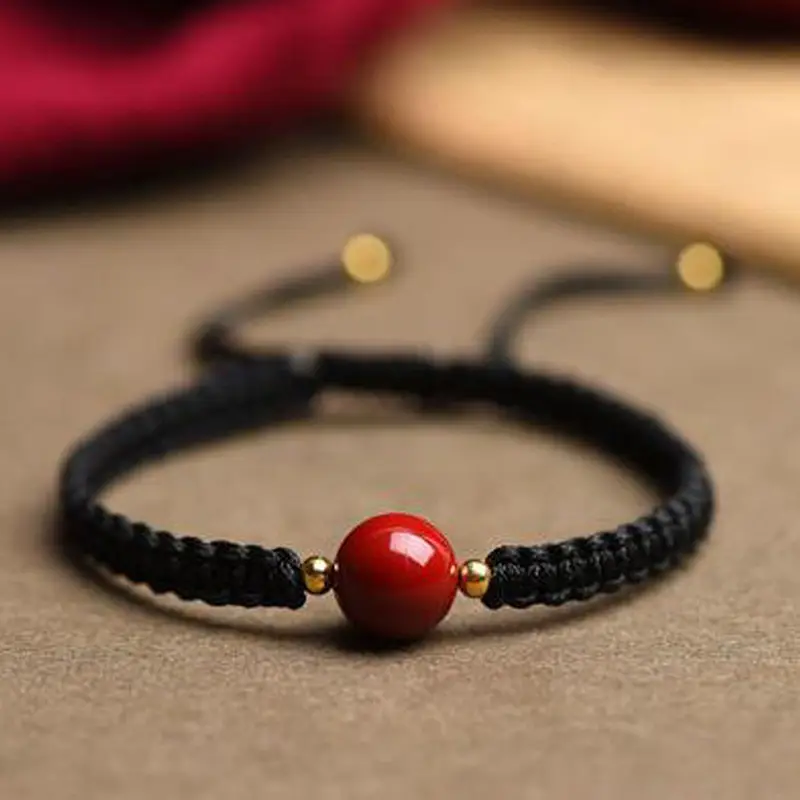 Cinnabar Prayer Bracelet Red Hand Rope String Transfer Beads - Image 5
