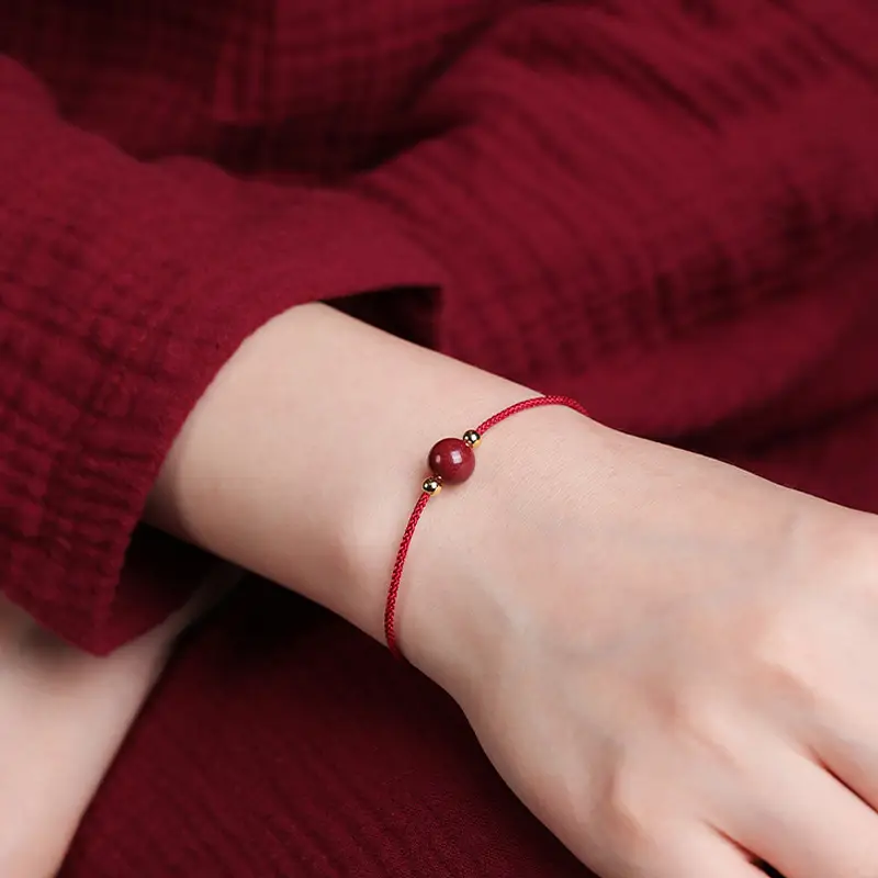 Cinnabar Prayer Bracelet Red Hand Rope String Transfer Beads - Image 8