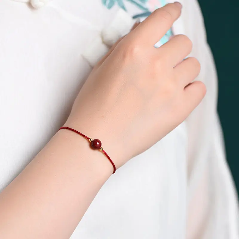 Cinnabar Prayer Bracelet Red Hand Rope String Transfer Beads - Image 9