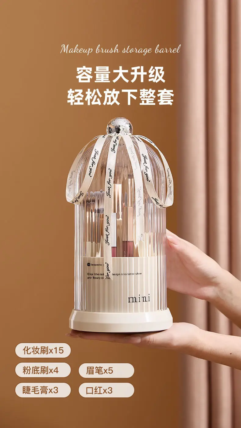 Rotating Makeup Brush Storage Cartridge Desktop Eyebrow Pen Eye Shadow Bucket Cosmetic Lipstick Pen Holder Dressing Table Storage Box — feature 19