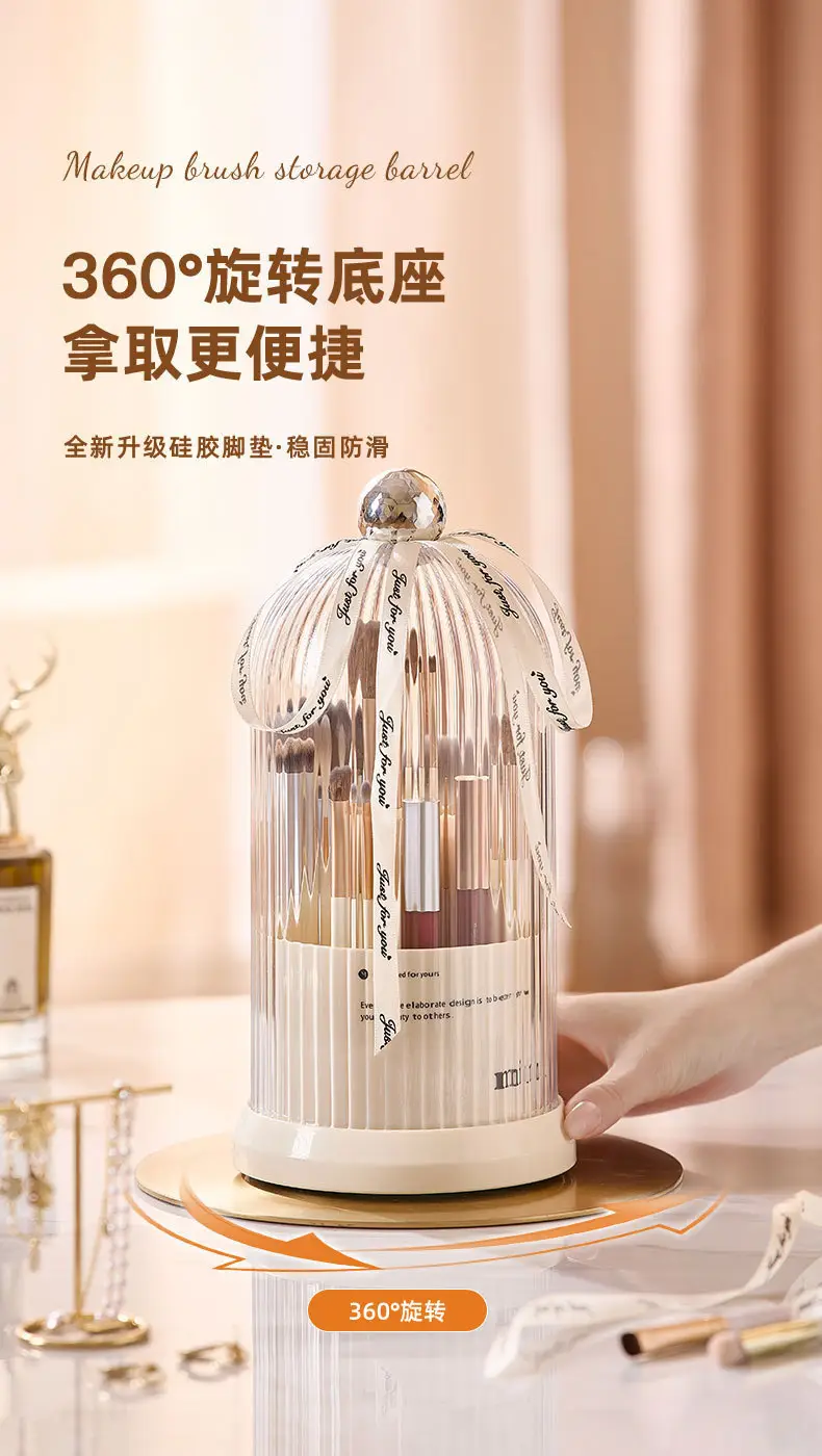 Rotating Makeup Brush Storage Cartridge Desktop Eyebrow Pen Eye Shadow Bucket Cosmetic Lipstick Pen Holder Dressing Table Storage Box — feature 20