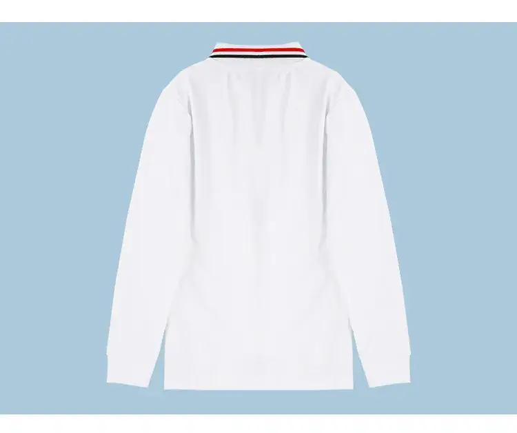 Children's White Polo T-Shirt Long Sleeve Cotton Lapel Base Shirt — feature 12