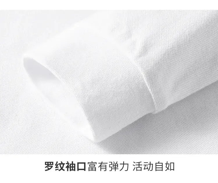 Children's White Polo T-Shirt Long Sleeve Cotton Lapel Base Shirt — feature 14