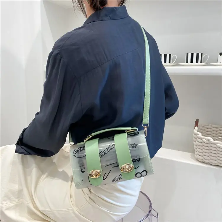 Women's Transparent Jelly Crossbody Bag with Graffiti Design - Image 7