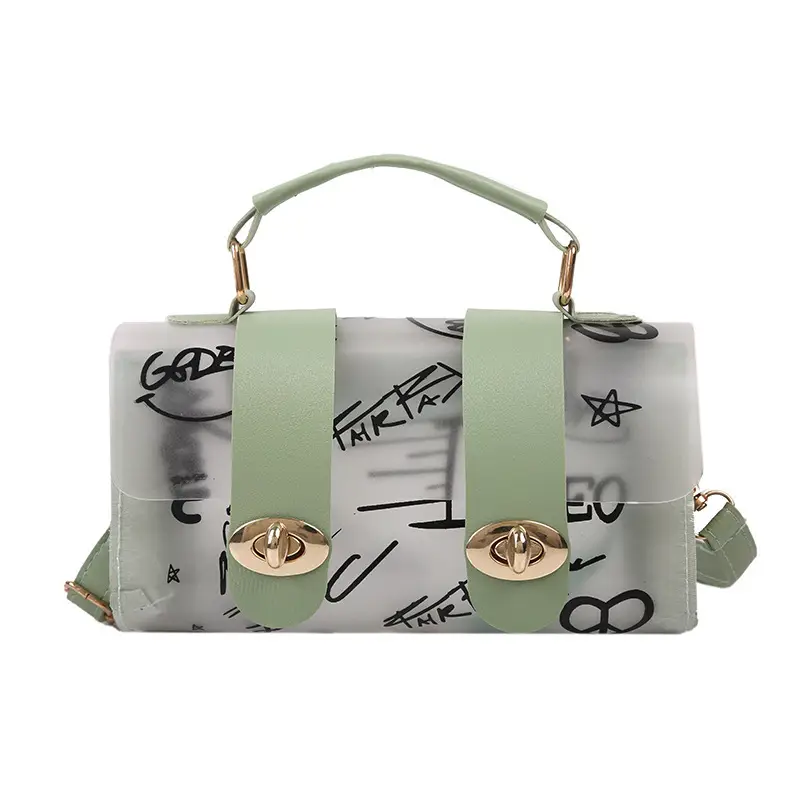 Women's Transparent Jelly Crossbody Bag with Graffiti Design - Image 8