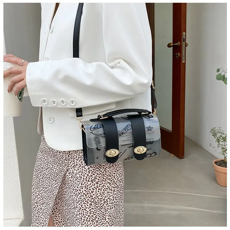 Women's Transparent Jelly Crossbody Bag with Graffiti Design — feature 20