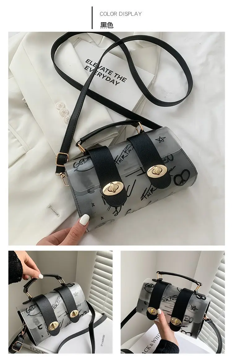 Women's Transparent Jelly Crossbody Bag with Graffiti Design — feature 21