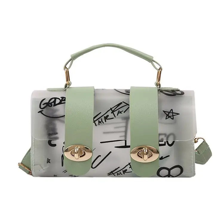 Women's Transparent Jelly Crossbody Bag with Graffiti Design — feature 25