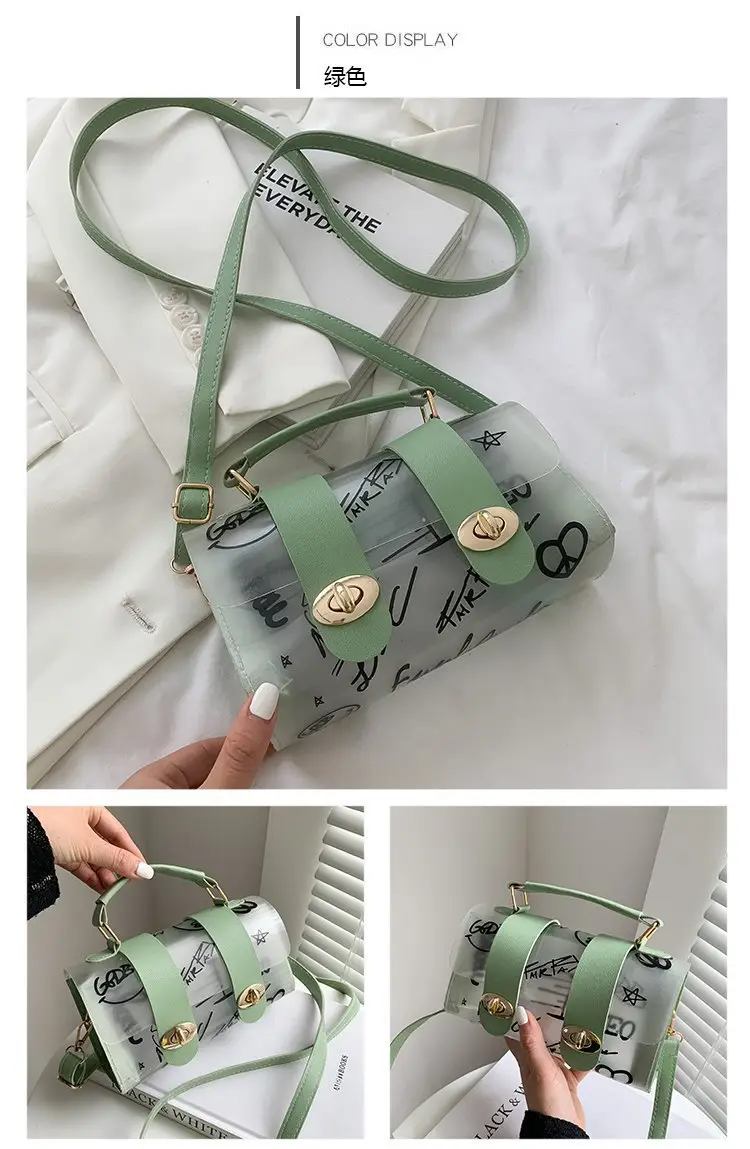 Women's Transparent Jelly Crossbody Bag with Graffiti Design — feature 28