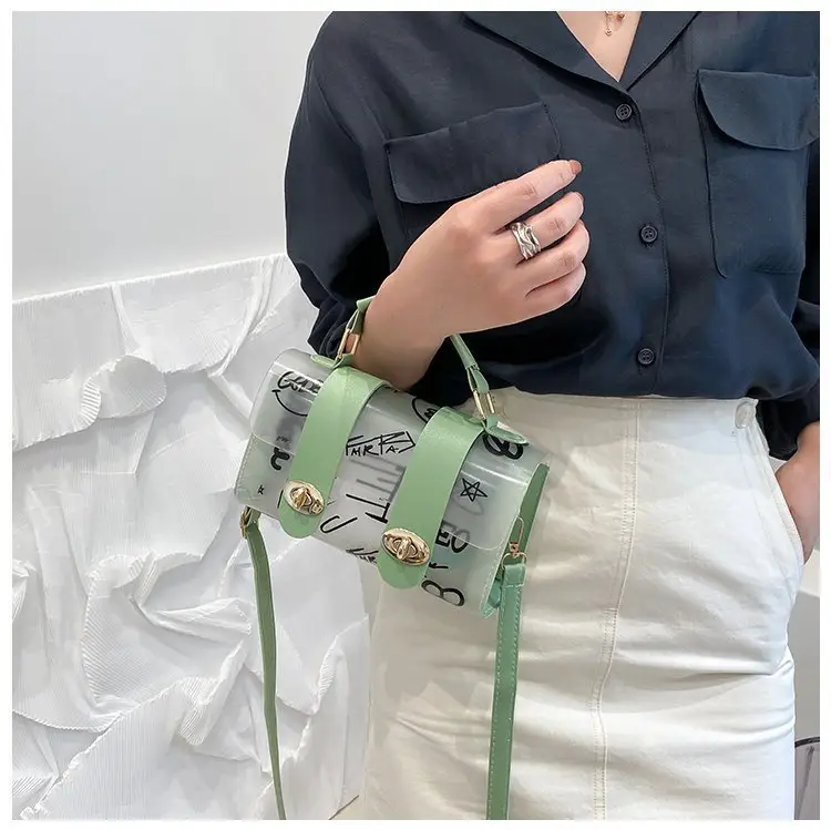 Women's Transparent Jelly Crossbody Bag with Graffiti Design — feature 29