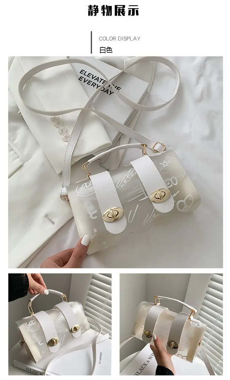 Women's Transparent Jelly Crossbody Bag with Graffiti Design — feature 31