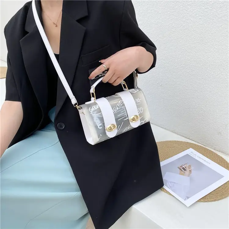 Women's Transparent Jelly Crossbody Bag with Graffiti Design — feature 6