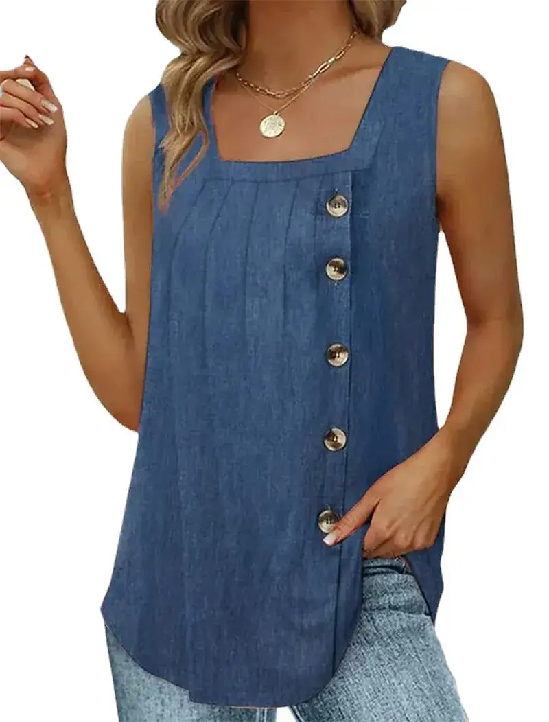 Purple Pleated Button Vest for Women Summer Wear - Image 10
