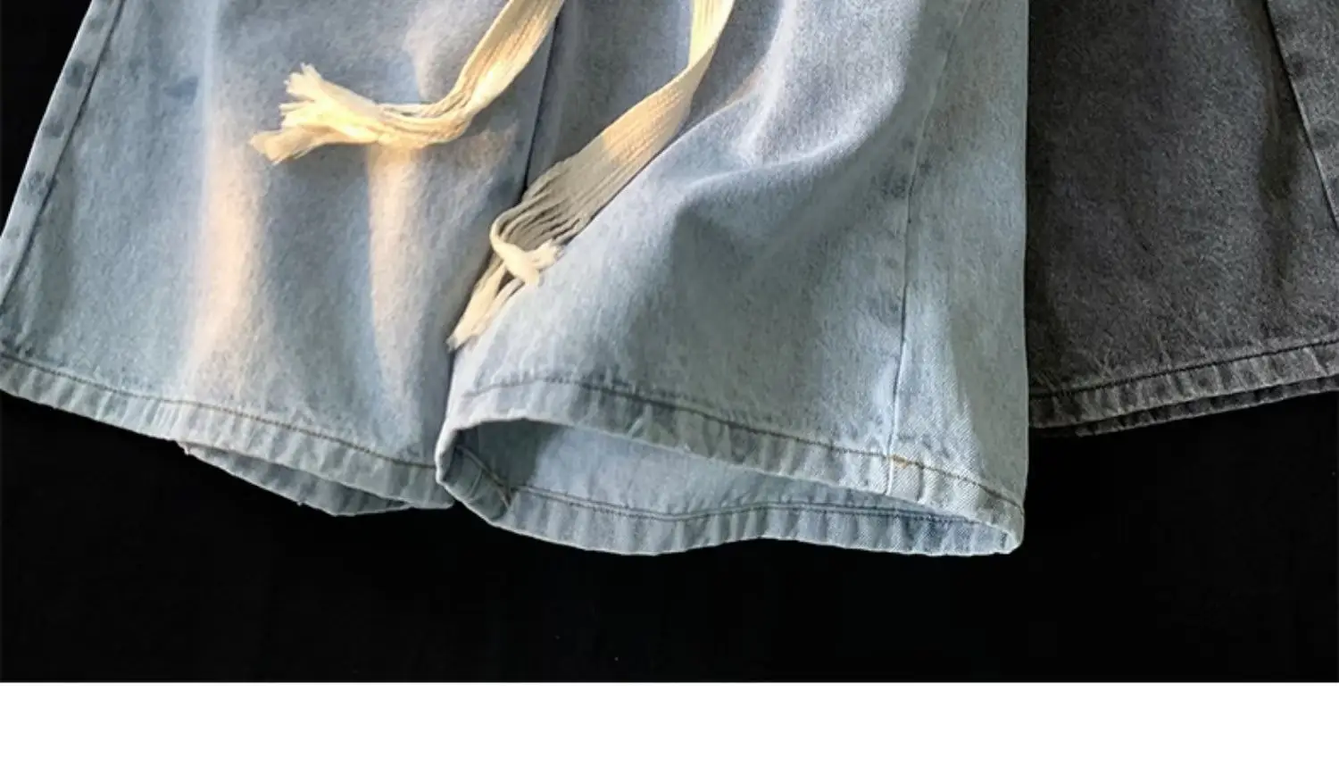 Denim Shorts Men Loose Fit Elastic Waist Grey — feature 2