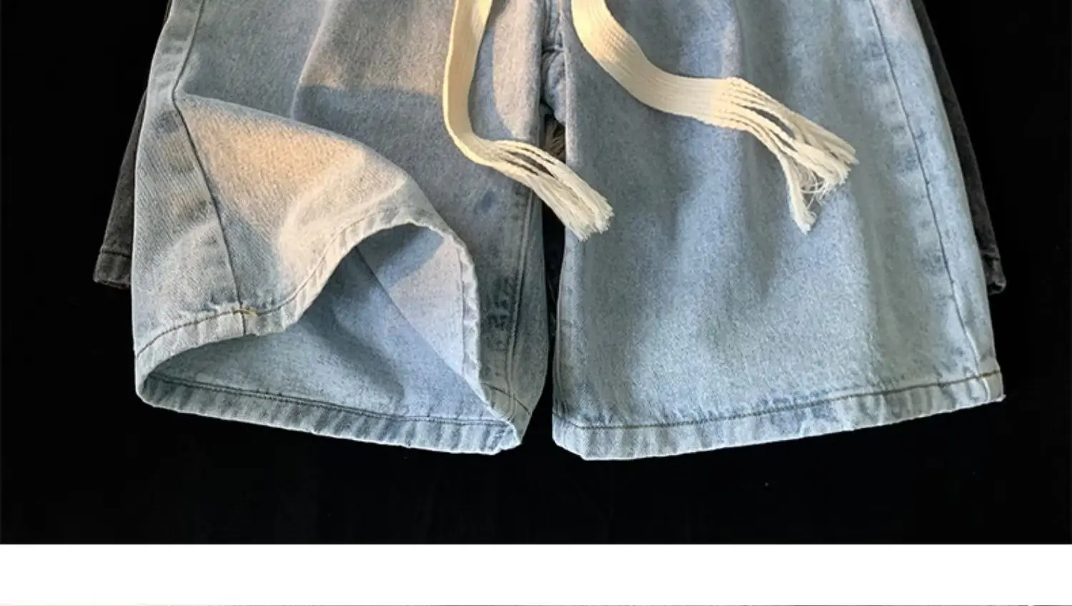 Denim Shorts Men Loose Fit Elastic Waist Grey — feature 8