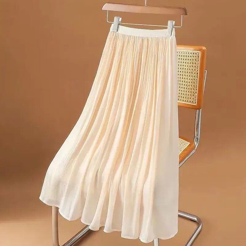 Women's Summer Streamer Chiffon Skirt Milk Pearlescent Willow Pleated - Image 8