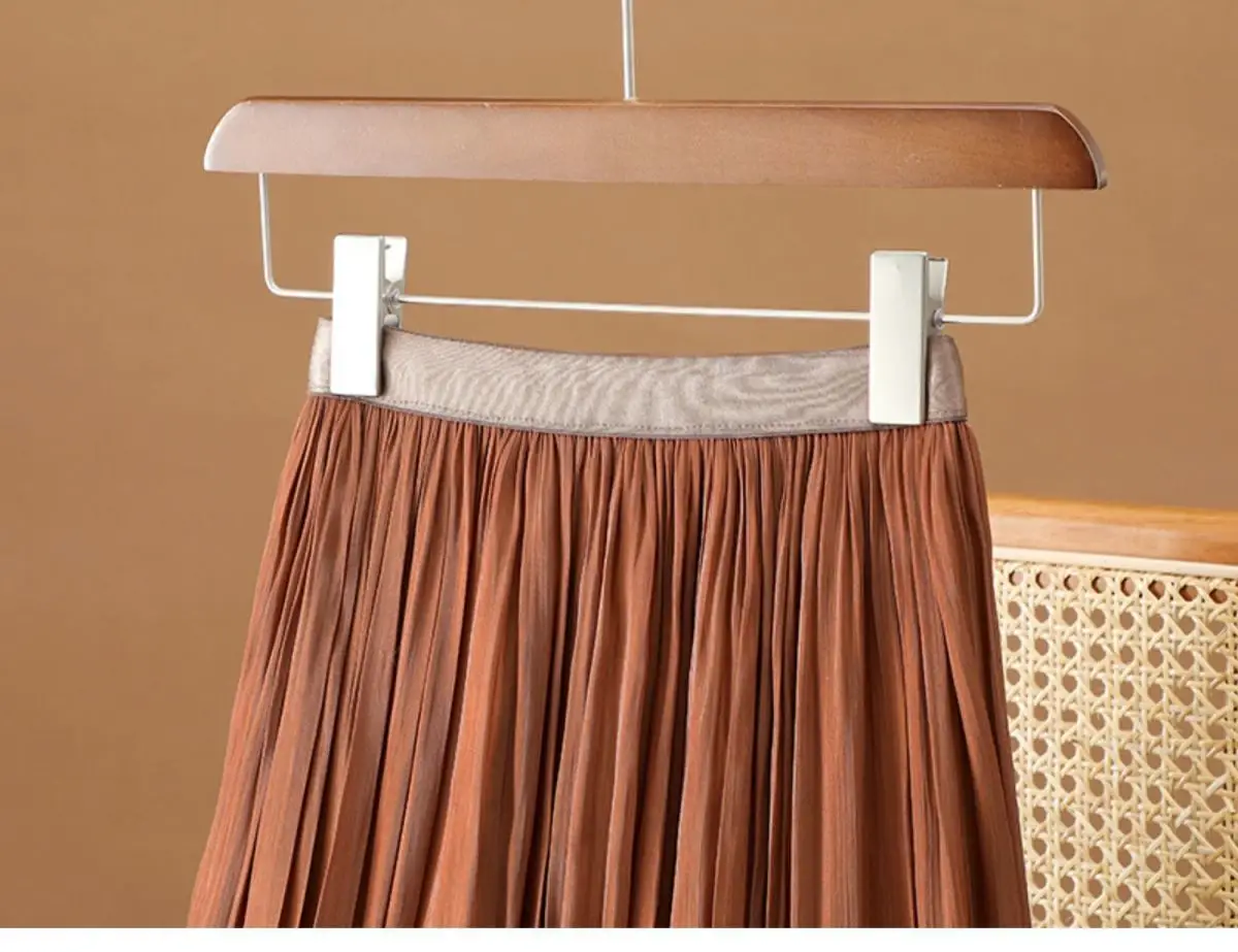 Women's Summer Streamer Chiffon Skirt Milk Pearlescent Willow Pleated — feature 11