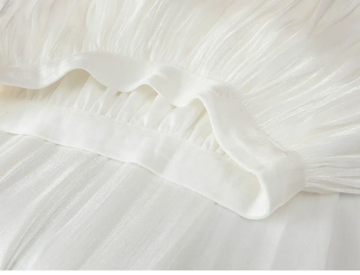 Women's Summer Streamer Chiffon Skirt Milk Pearlescent Willow Pleated — feature 21