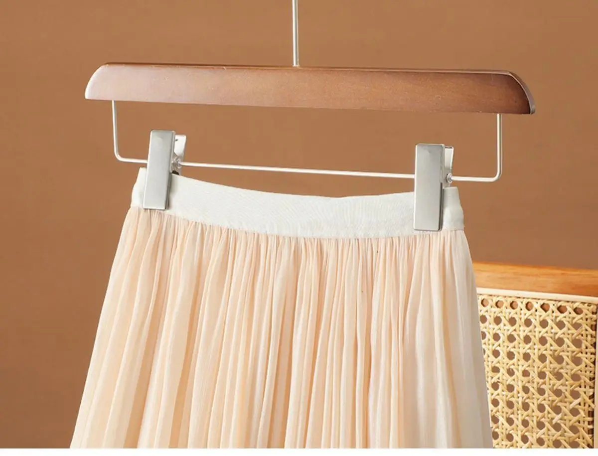 Women's Summer Streamer Chiffon Skirt Milk Pearlescent Willow Pleated — feature 6