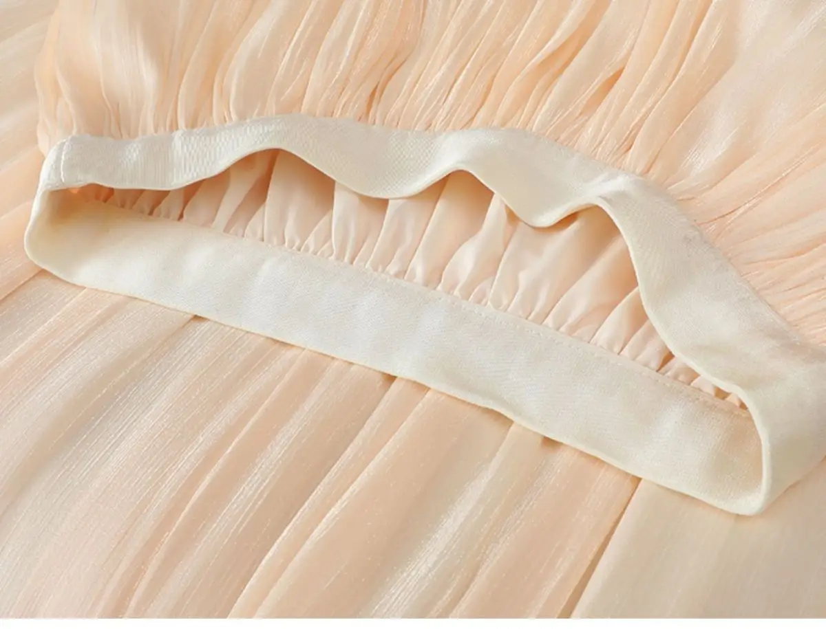 Women's Summer Streamer Chiffon Skirt Milk Pearlescent Willow Pleated — feature 8