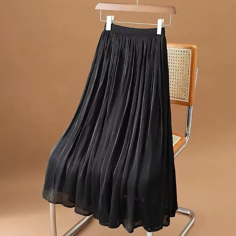 Women's Summer Streamer Chiffon Skirt Milk Pearlescent Willow Pleated - Image 2
