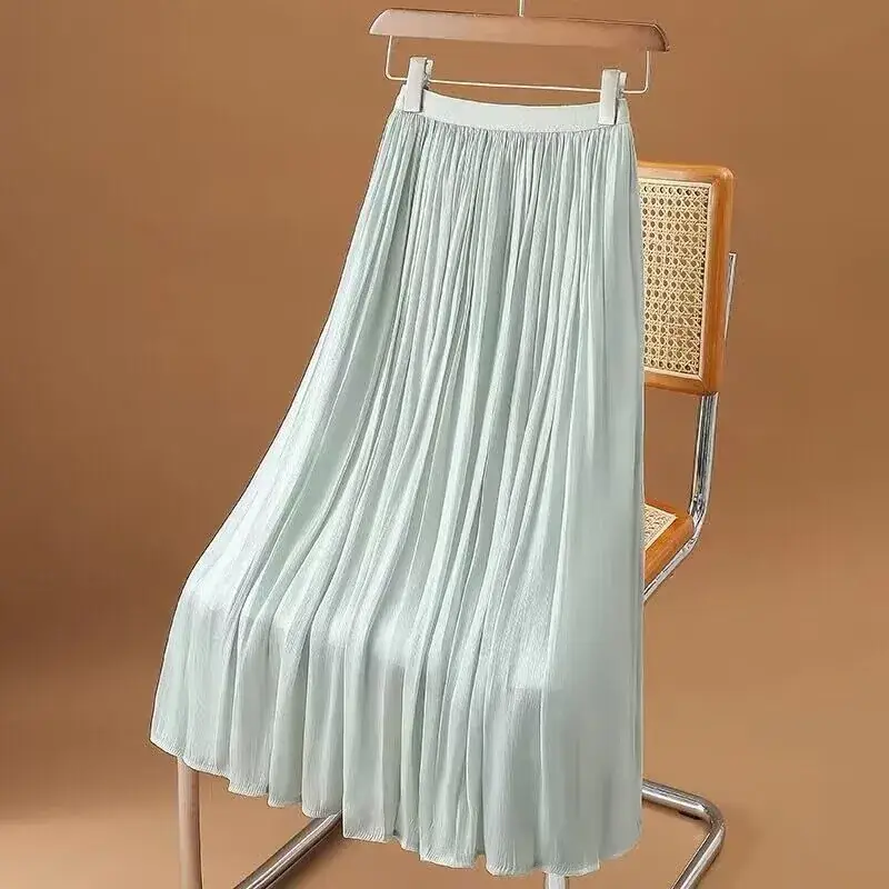Women's Summer Streamer Chiffon Skirt Milk Pearlescent Willow Pleated - Image 3