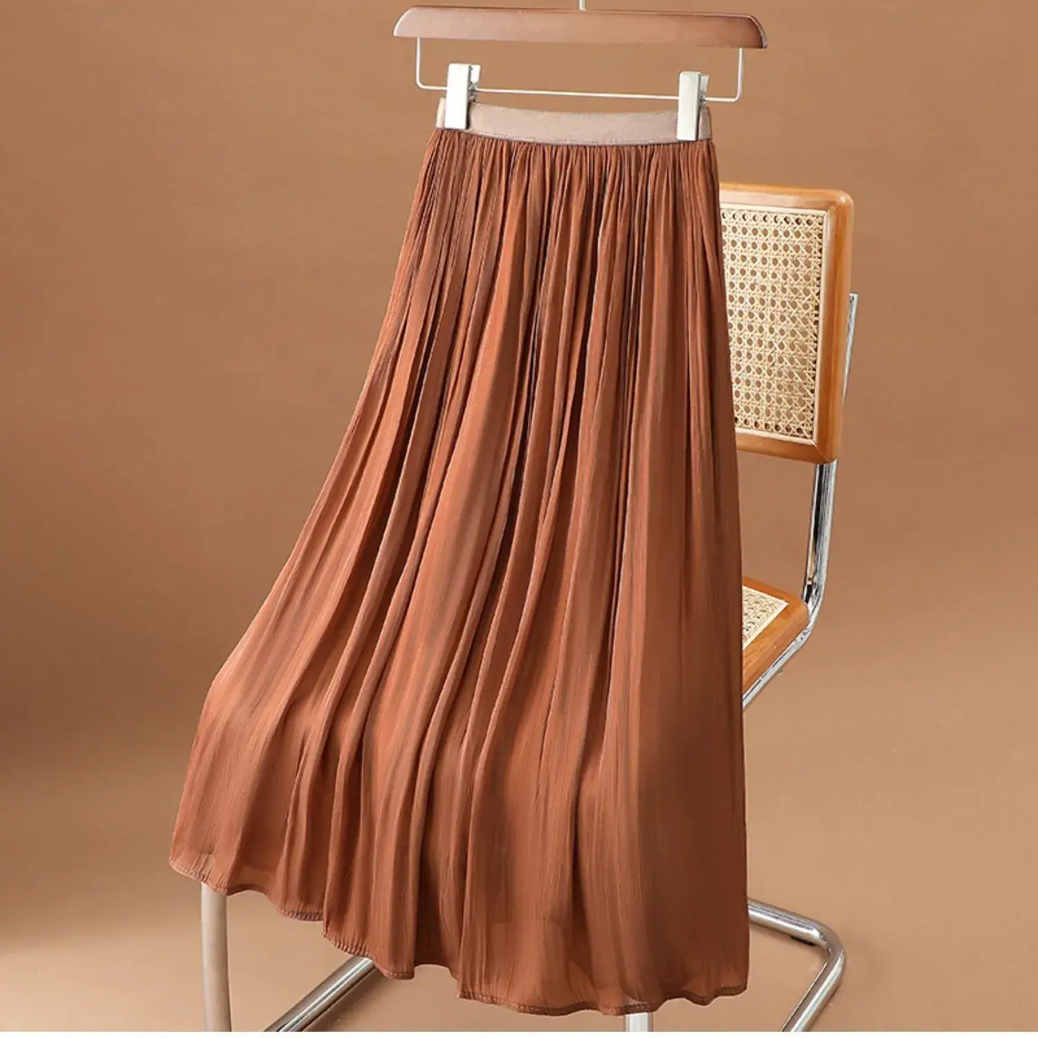 Women's Summer Streamer Chiffon Skirt Milk Pearlescent Willow Pleated - Image 5